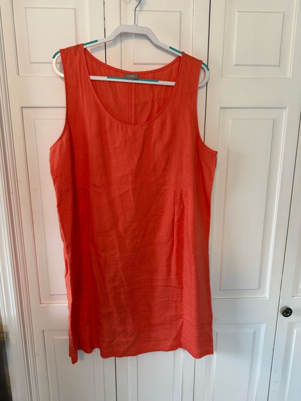 J. Jill 100% Linen Sleeveless Tunic Dress Coral Orange XL